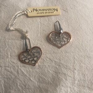 Nomination Two-Tone Heart Drop Earrings in Silver and Rose Gold